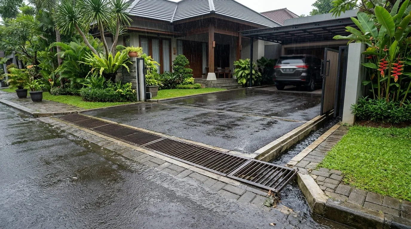 Membangun Parit Melintang atau Gutter di Batas Jalan Masuk. Foto: AI Generated