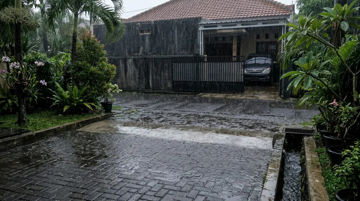 Membangun Tanggul Mini atau Speed Hump Semen. Foto: AI Generated