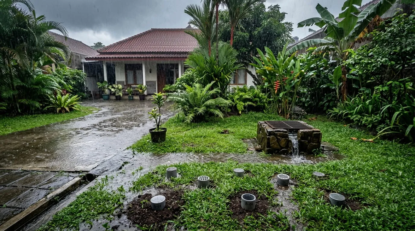 Membuat Lubang Biopori dan Sumur Resapan. Foto: AI generated