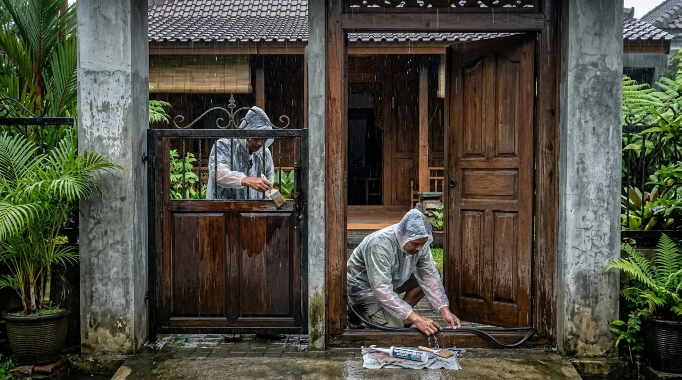Menutup Celah Bawah Pintu dan Pagar dengan Sealer Weatherstripping. Foto: AI Generated