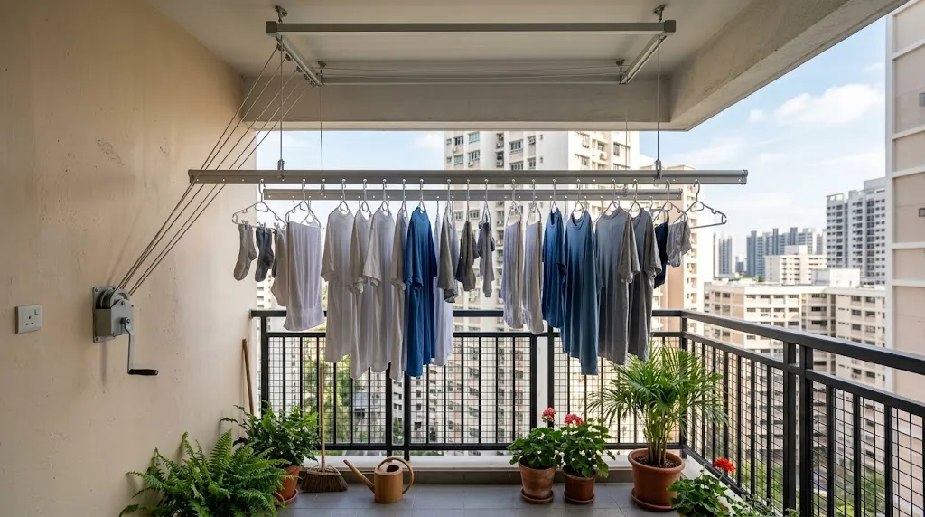 Jemuran Plafon di Balkon/AI Generated