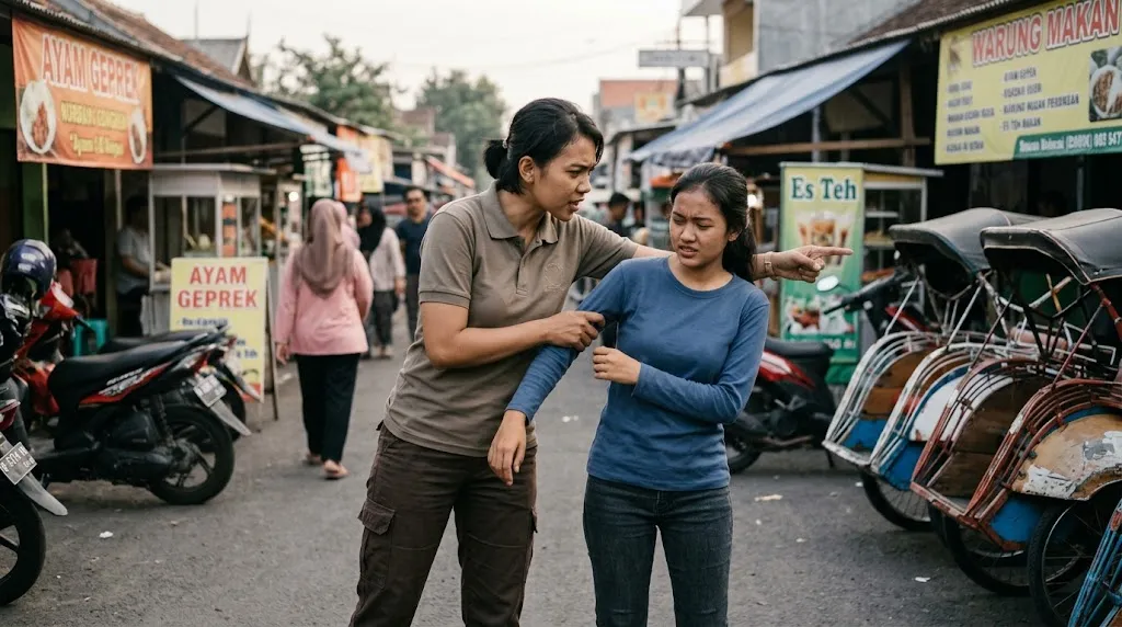 Ilustrasi perilaku orang ingin berbuat jahat pada kita. [AI Generated]