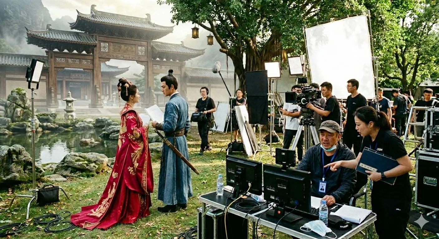 ilustrasi syuting drama china kostum - created by AI