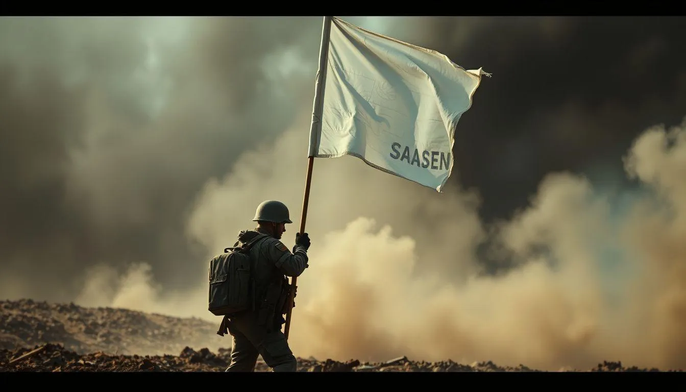 Bendera Putih dalam Konteks Perang dan Konflik (c) Ilustrasi AI