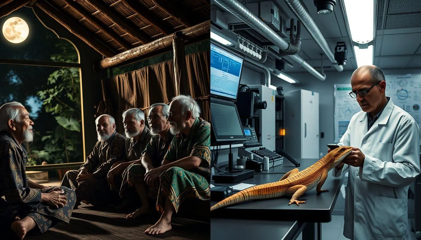 Perbedaan Perspektif Budaya dan Sains (c) Ilustrasi AI