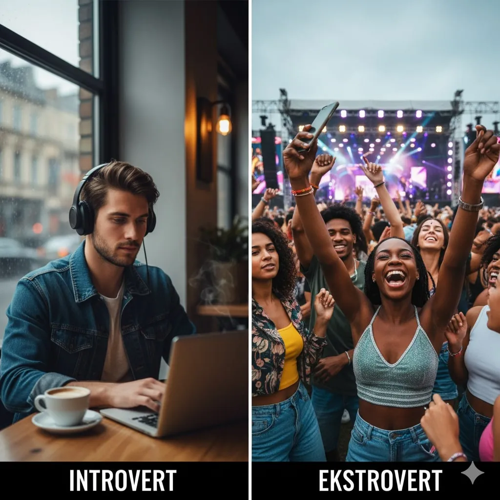 Perbedaan Ekstrovert dan Introvert (c) Ilustrasi AI