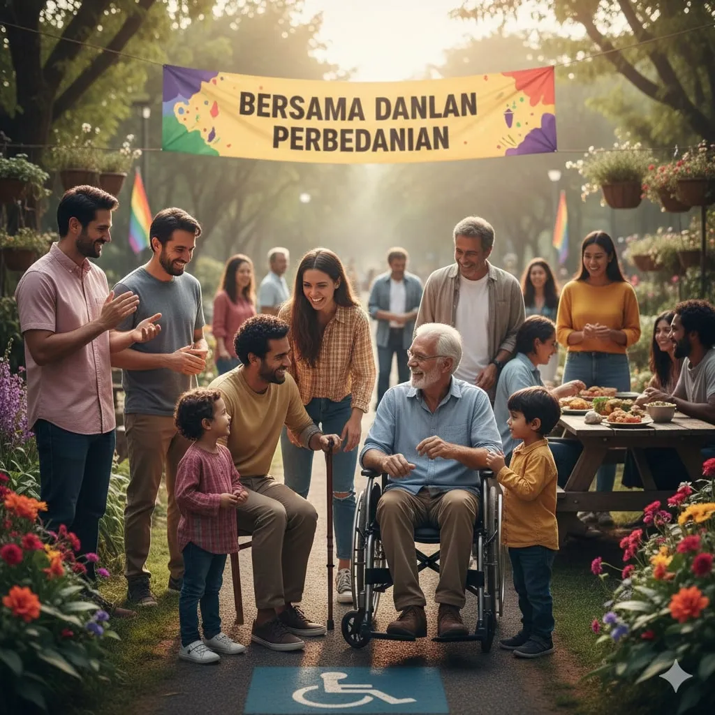 Perbedaan Inklusif dan Eksklusif (c) Ilustrasi AI