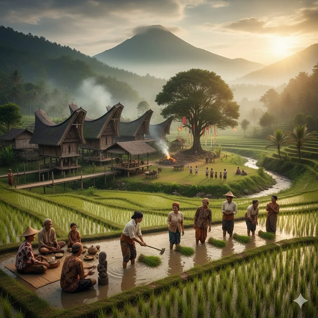 Peran Kearifan Lokal dalam Pelestarian Lingkungan (c) Ilustrasi AI