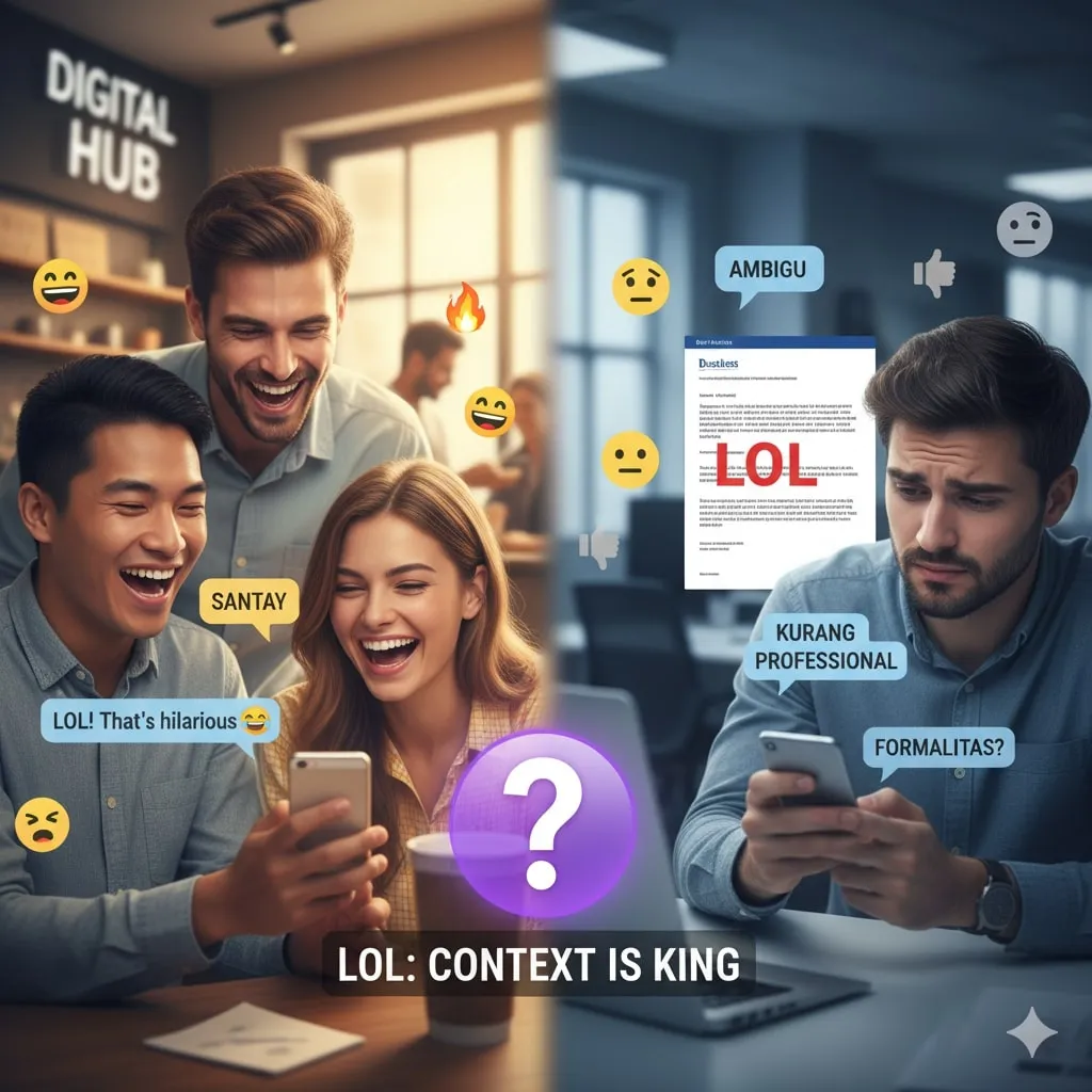 Dampak LOL terhadap Komunikasi Modern (c) Ilustrasi AI