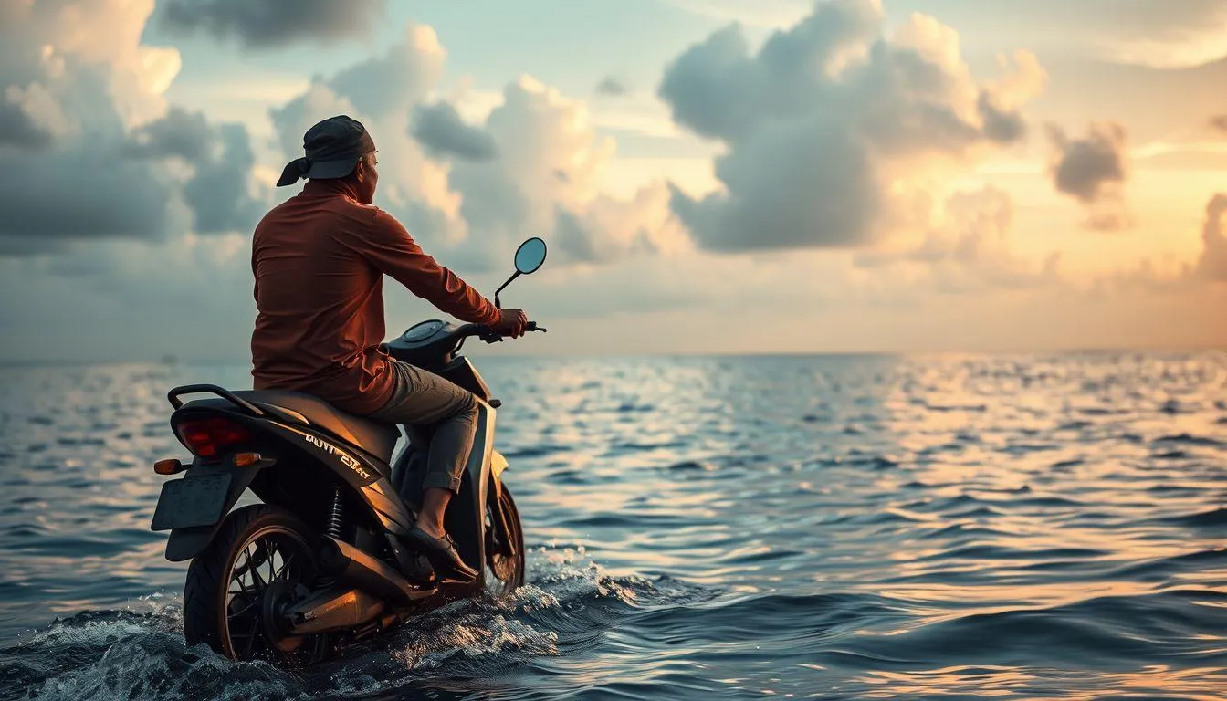 Tafsir Mimpi Naik Motor di Laut Menurut Primbon Jawa (c) Ilustrasi AI