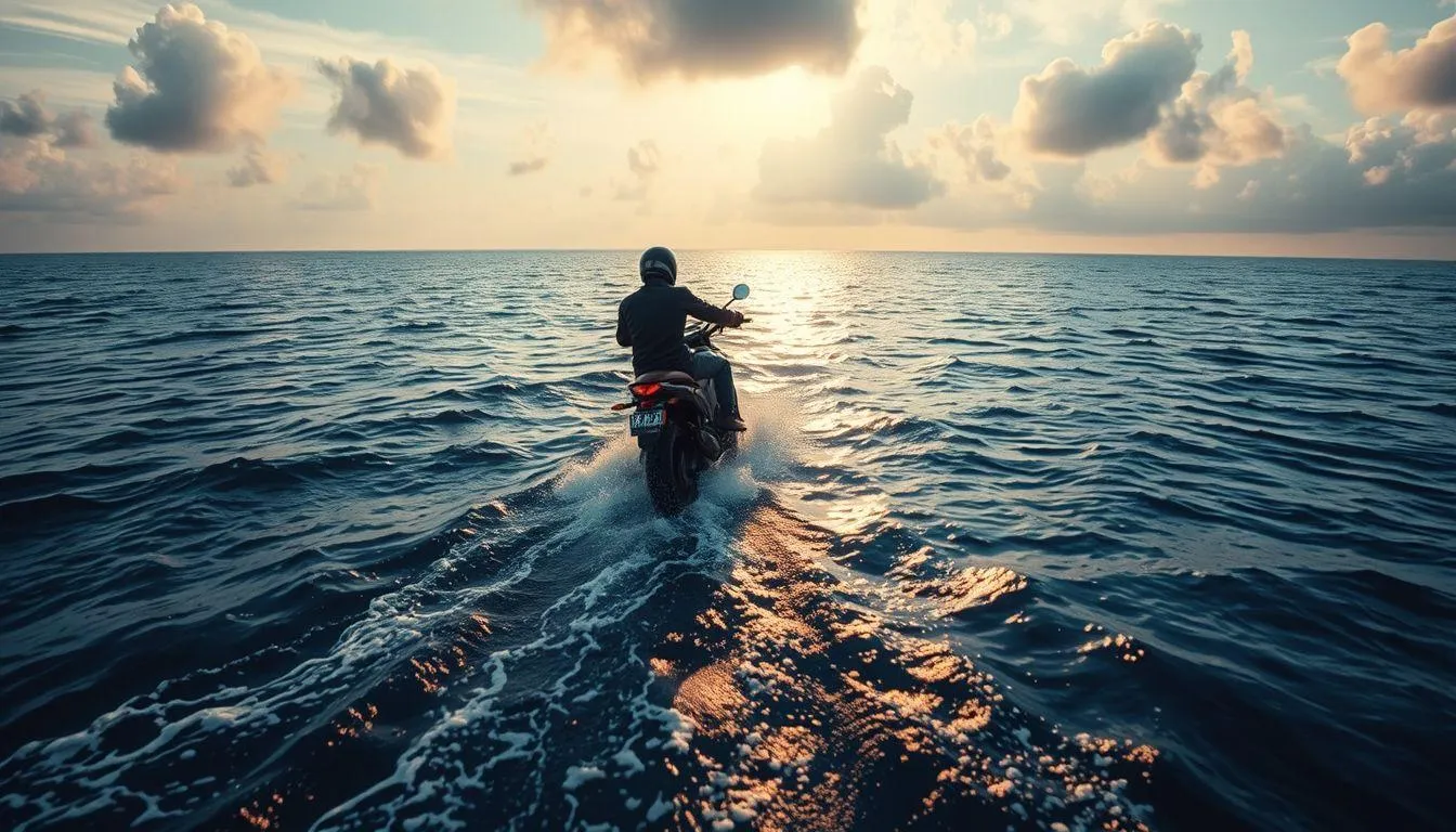 Interpretasi Psikologis Mimpi Naik Motor di Laut (c) Ilustrasi AI