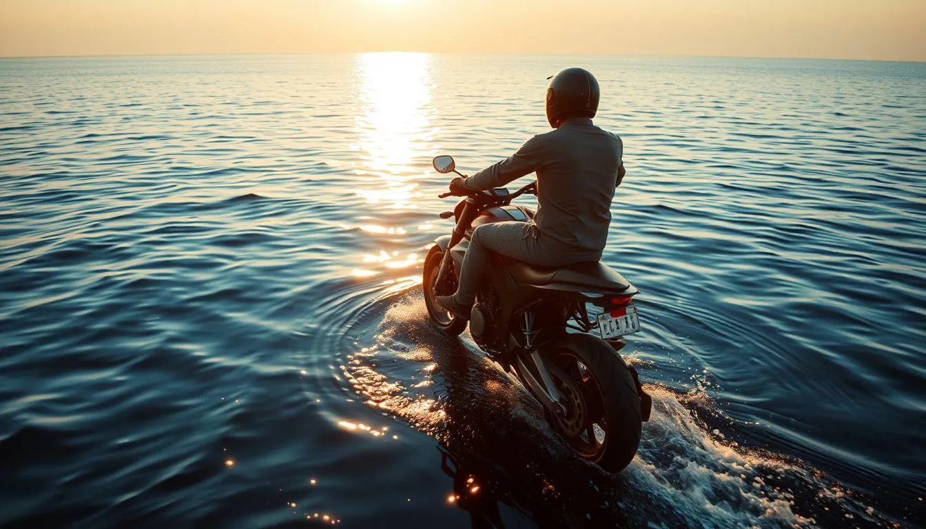 Pesan dan Nasihat dari Mimpi Naik Motor di Laut (c) Ilustrasi AI