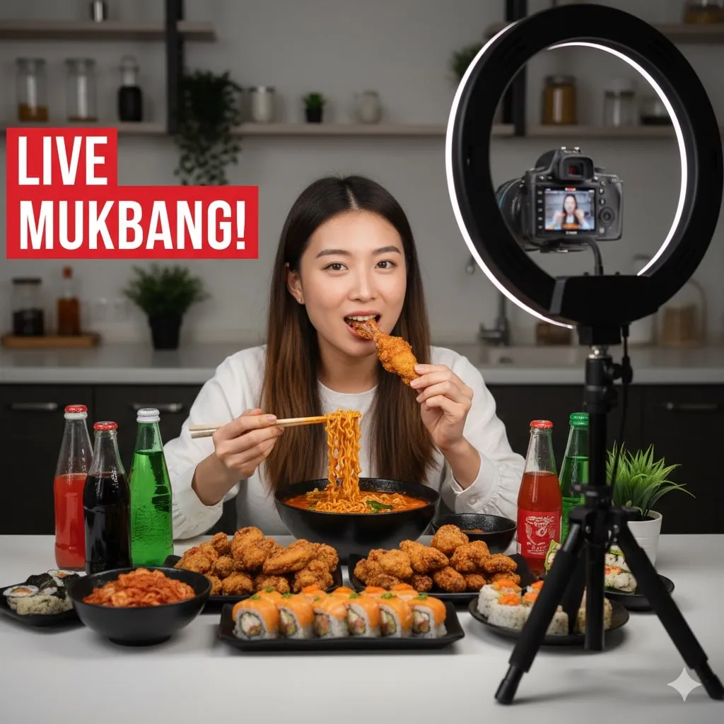 Pengertian dan Asal Kata Mukbang (c) Ilustrasi AI