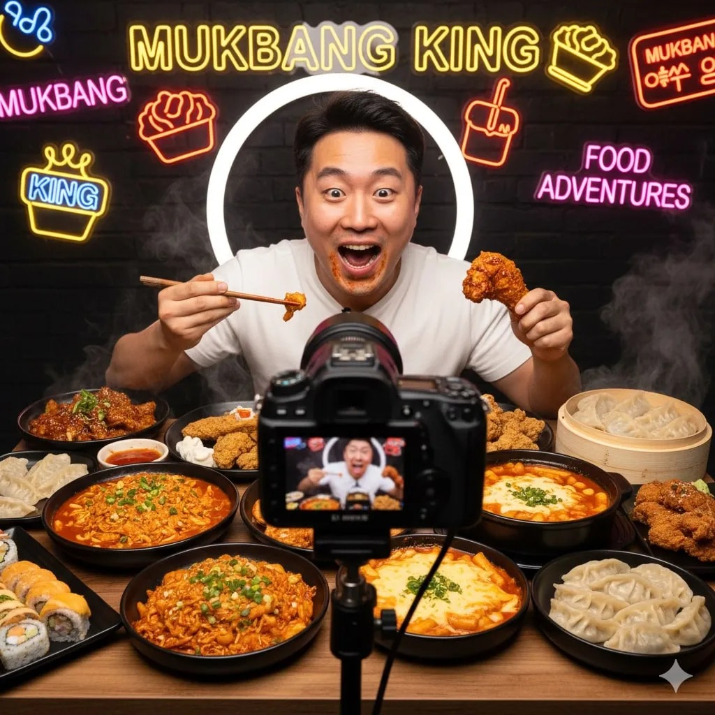 Dampak Positif dan Negatif Mukbang (c) Ilustrasi AI