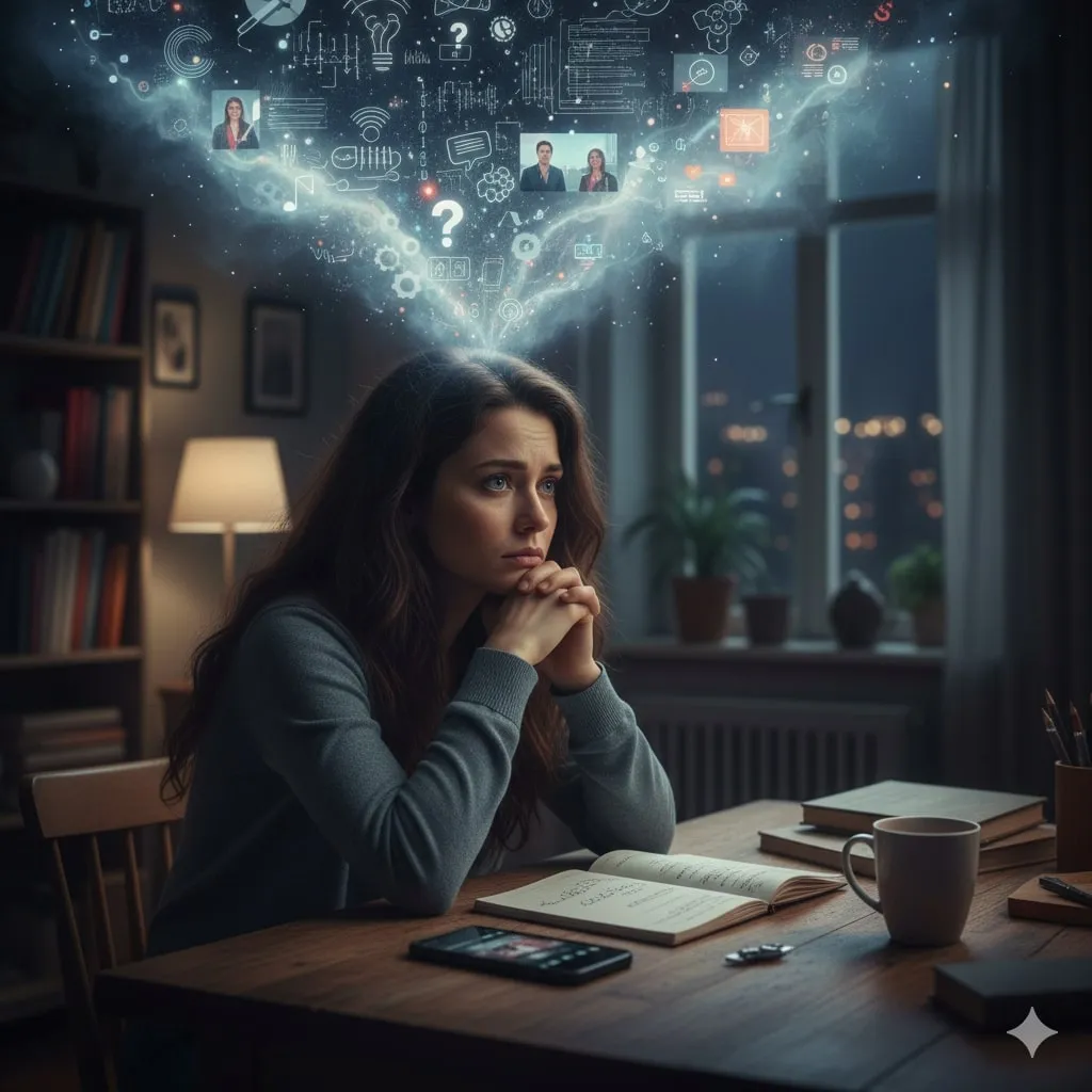 Dampak Negatif Overthinking pada Kesehatan (c) Ilustrasi AI