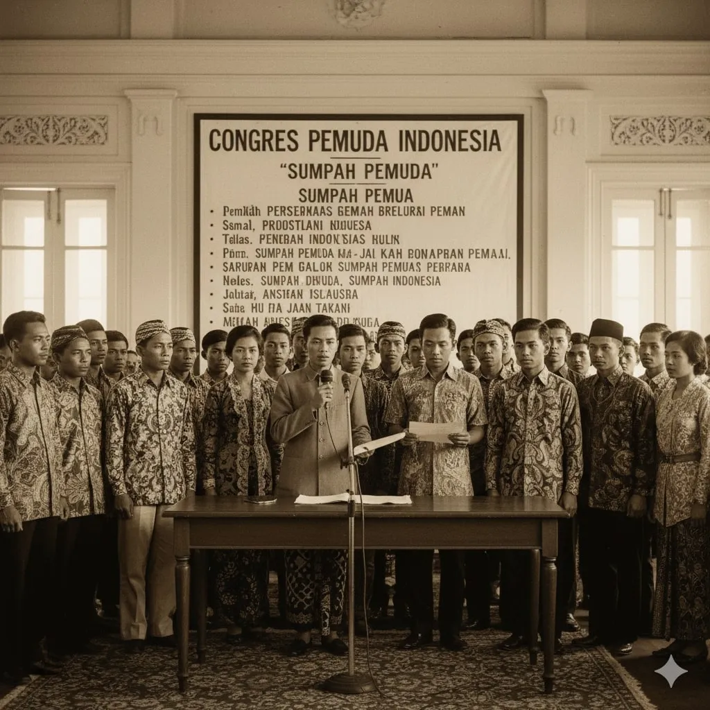 Implementasi Nilai Sumpah Pemuda dalam Kehidupan Sehari-hari (c) Ilustrasi AI