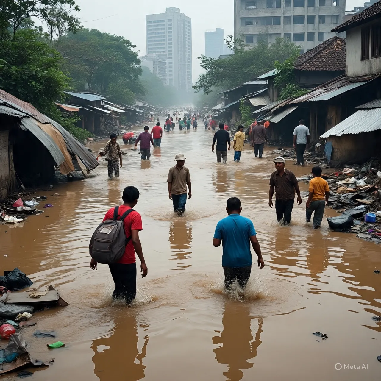 Pengertian dan Makna Umum Mimpi Banjir (c) Ilustrasi AI
