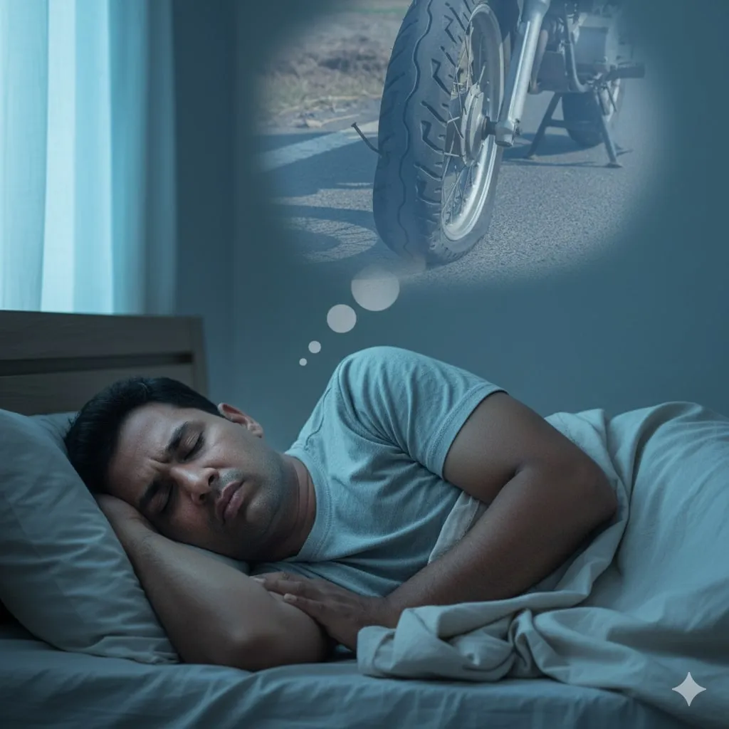 Pengertian Mimpi Ban Motor Kempes dalam Islam (c) Ilustrasi AI