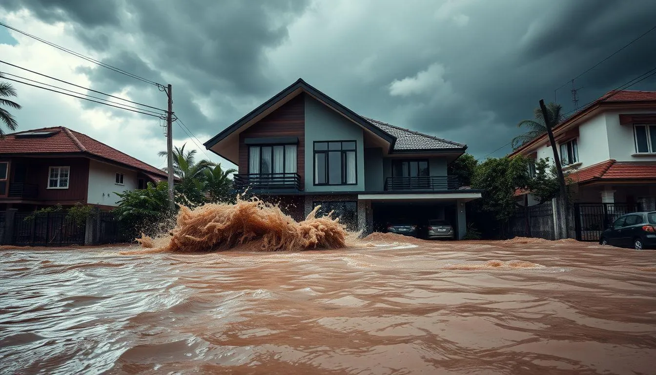 Pengertian dan Makna Umum Mimpi Banjir Besar di Depan Rumah (c) Ilustrasi AI