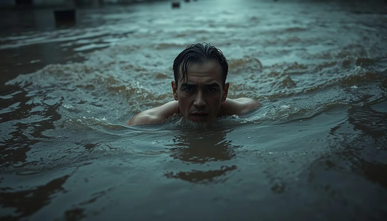 Makna Psikologis Mimpi Berenang di Banjir Air Keruh (c) Ilustrasi AI