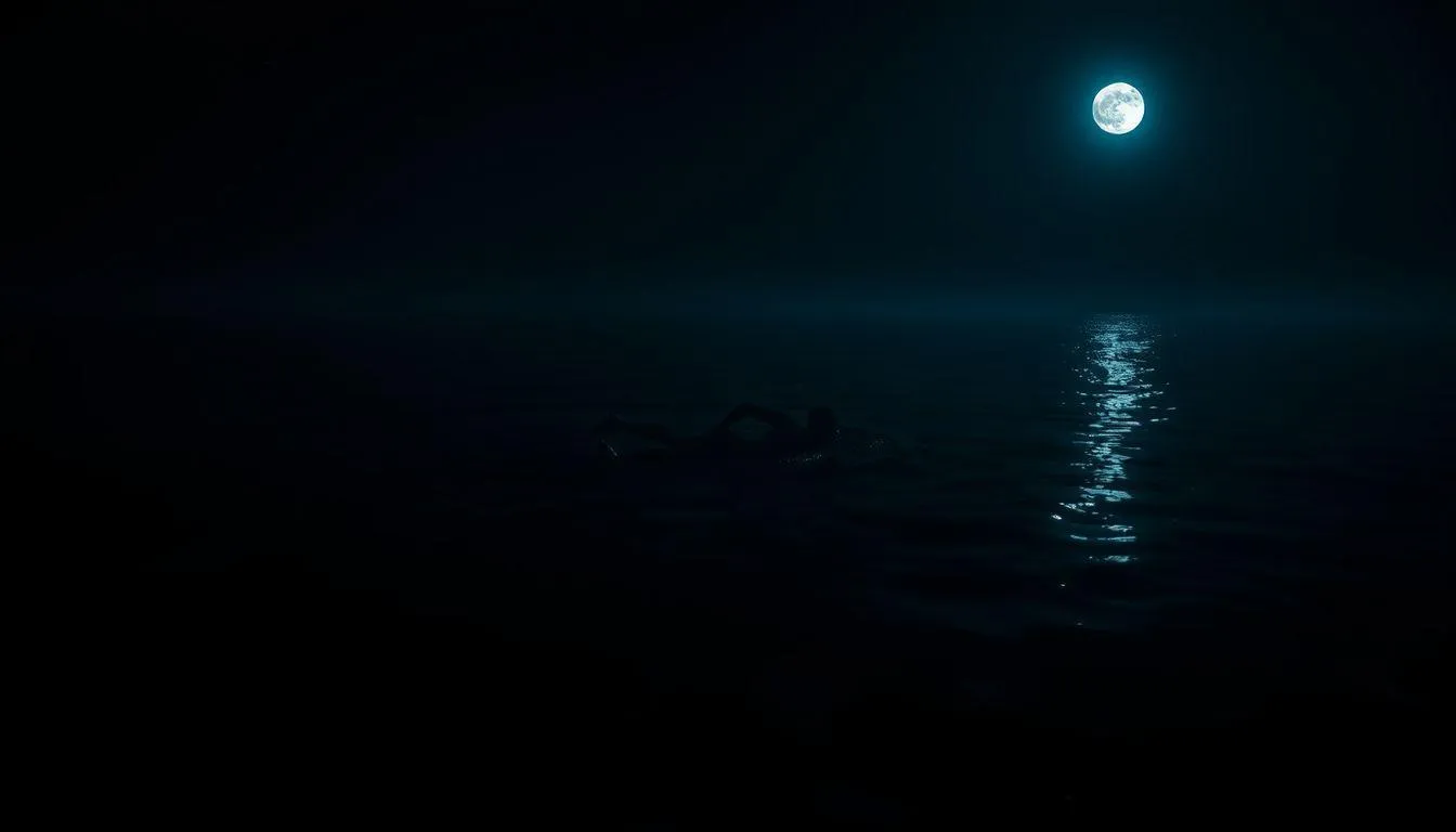 Pengertian dan Makna Dasar Mimpi Berenang di Malam Hari (c) Ilustrasi AI