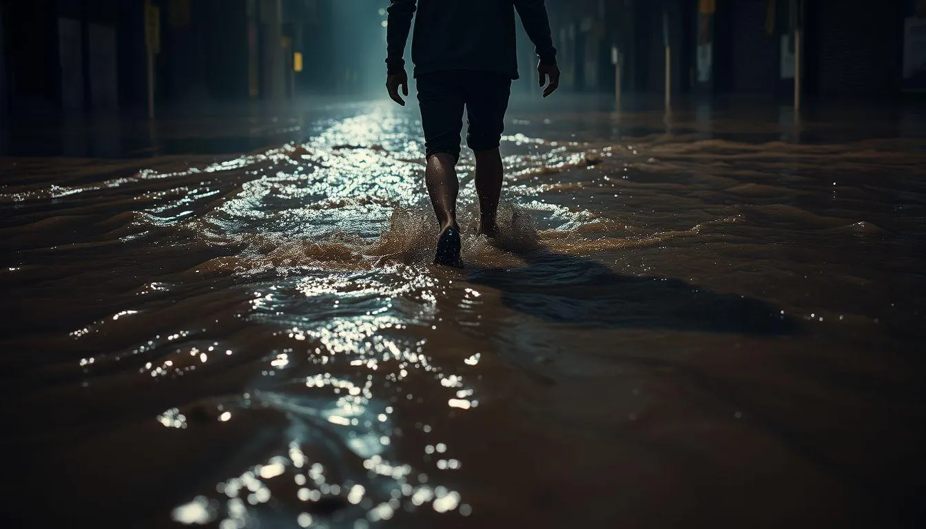 Tafsir Psikologis Mimpi Berjalan di Banjir Air Keruh (c) Ilustrasi AI