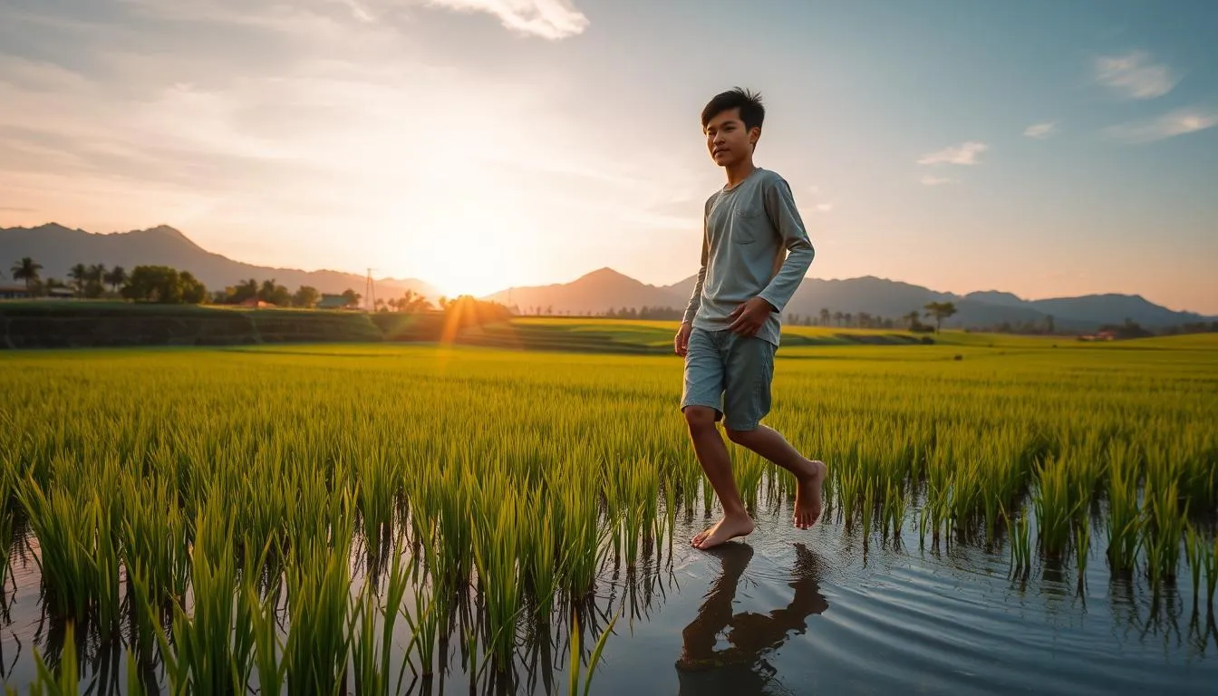 Pengertian Mimpi Berjalan di Tengah Sawah (credit:Image by AI)