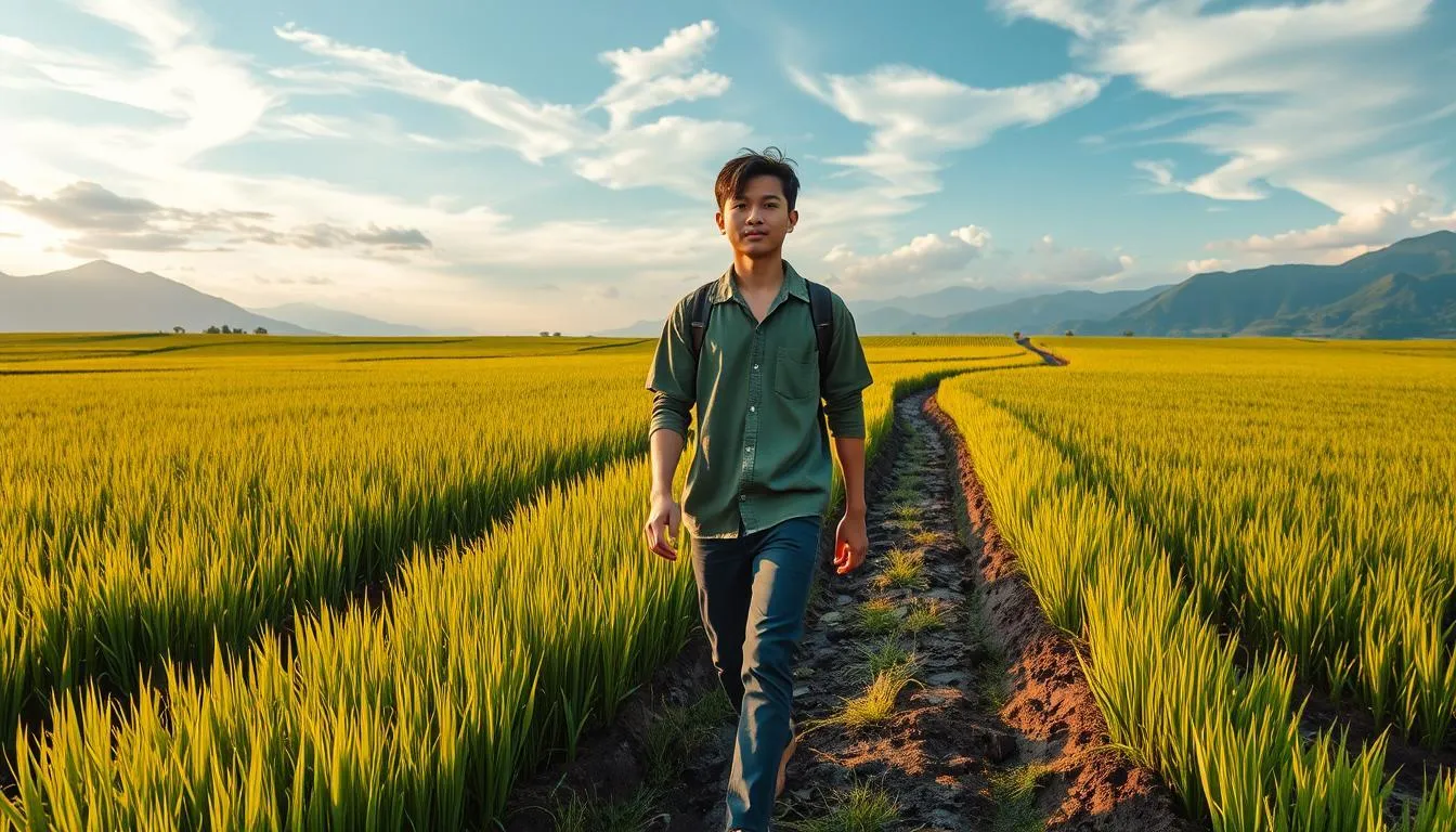 Makna Umum Mimpi Berjalan di Tengah Sawah (credit:Image by AI)