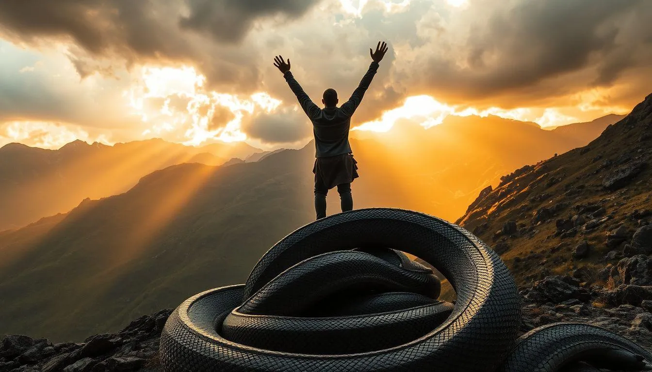 Simbolisme Kemenangan dalam Mimpi Berkelahi dengan Ular (c) Ilustrasi AI