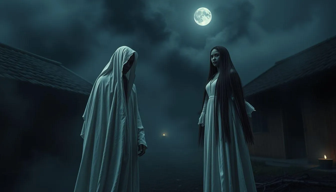 Pengertian dan Makna Dasar Mimpi Bertemu Pocong dan Kuntilanak (c) Ilustrasi AI