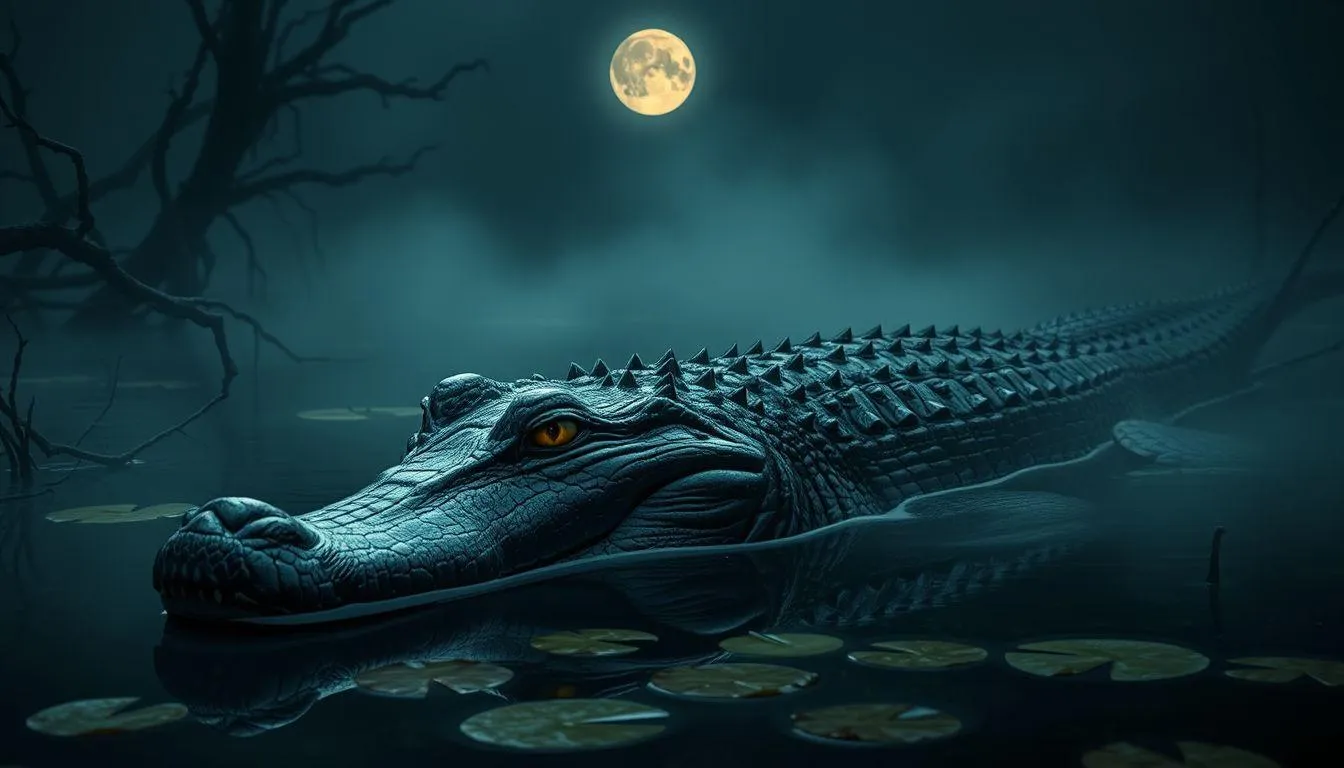 Pengertian dan Makna Dasar Mimpi Buaya Hitam (c) Ilustrasi AI
