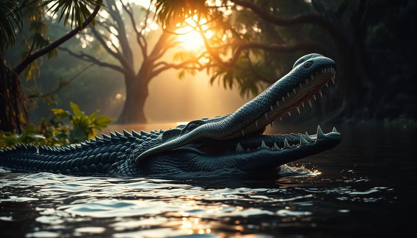 Tafsir Mimpi Buaya Makan Ular Menurut Berbagai Perspektif (c) Ilustrasi AI