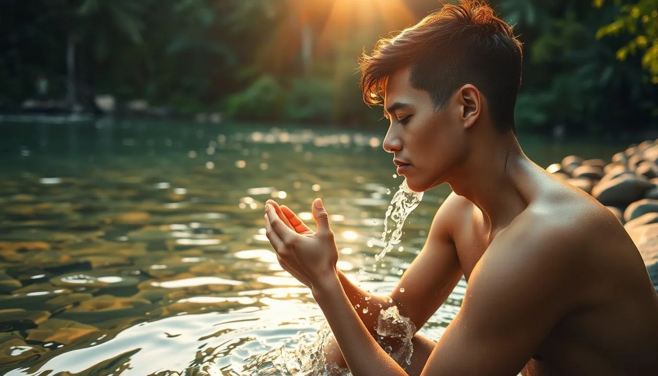 Pengertian dan Definisi Mimpi Cuci Muka di Sungai Air Jernih (c) Ilustrasi AI