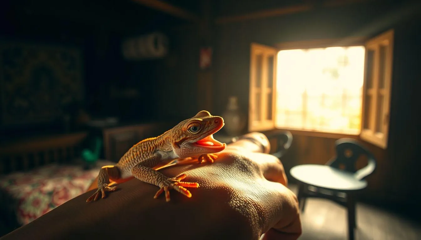 Pengertian dan Makna Dasar Mimpi Digigit Cicak (c) Ilustrasi AI