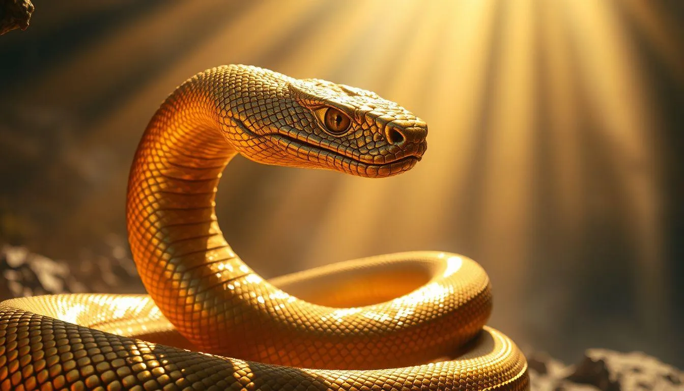 Pengertian dan Makna Umum Mimpi Digigit Ular Berwarna Emas (c) Ilustrasi AI