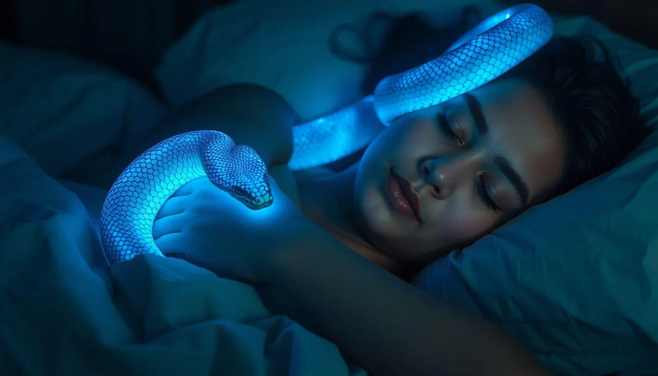 Interpretasi Psikologis Mimpi Digigit Ular Biru (c) Ilustrasi AI