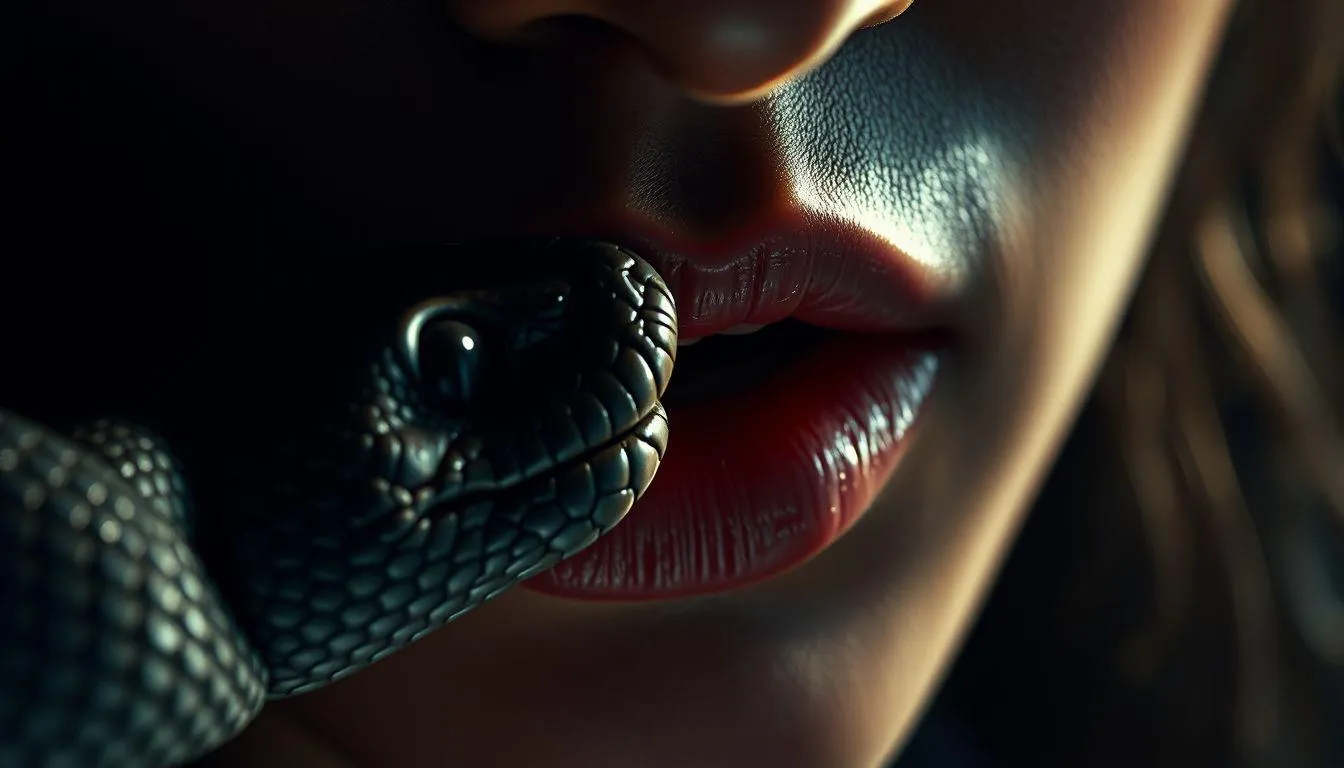 Pengertian dan Makna Dasar Mimpi Digigit Ular di Bibir (c) Ilustrasi AI