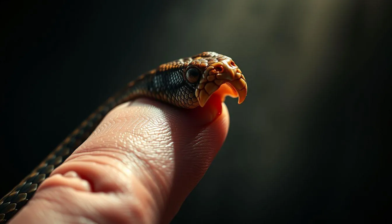 Pengertian Mimpi Digigit Ular di Jari Tangan Kanan (c) Ilustrasi AI