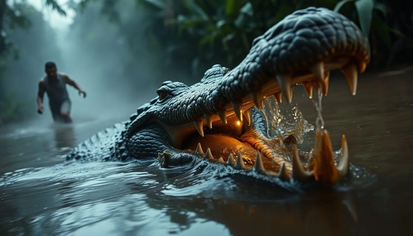 Pengertian dan Makna Umum Mimpi Diikuti Buaya (c) Ilustrasi AI