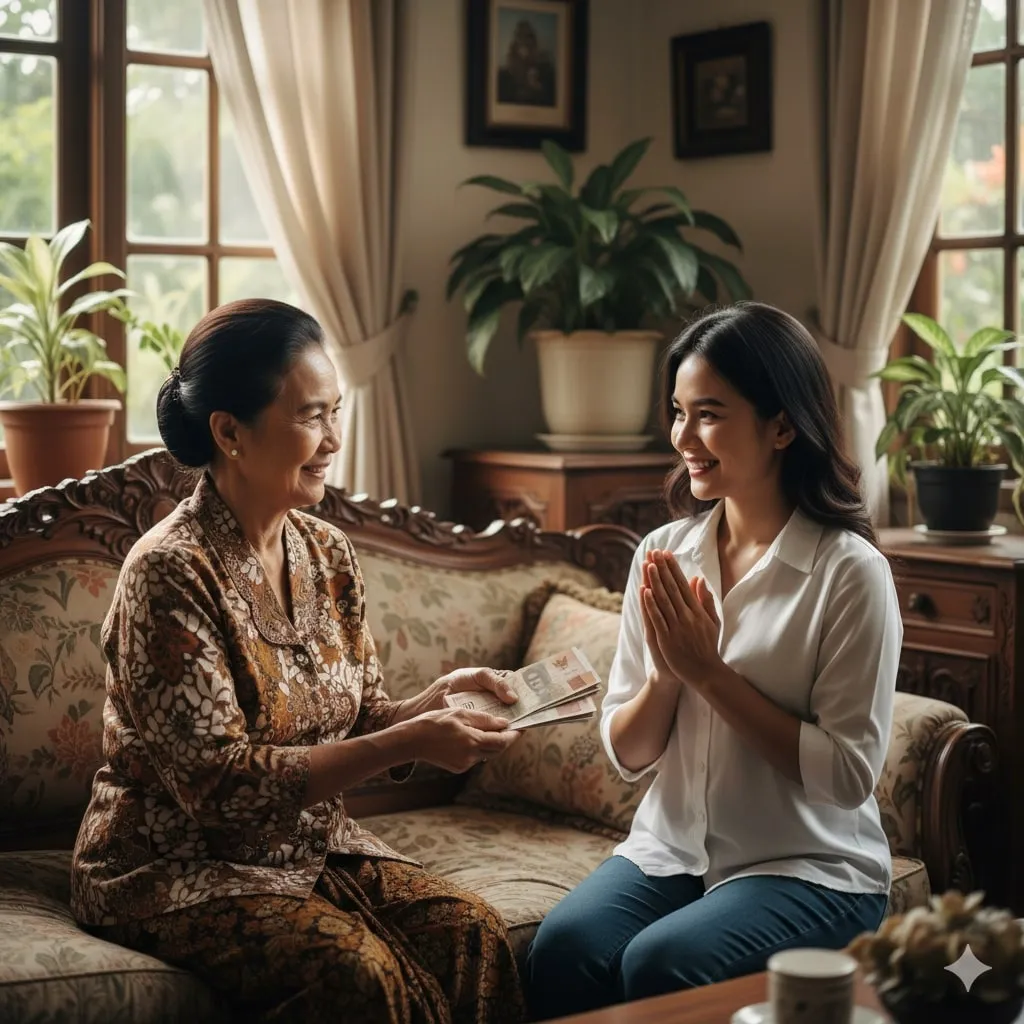 Pandangan Islam tentang Mimpi Dikasih Uang Mertua (c) Ilustrasi AI