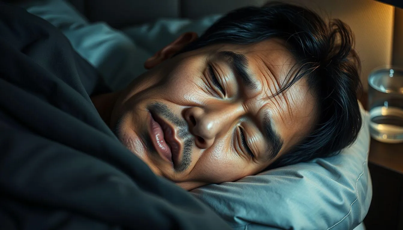 Close up seorang pria tidur (c) Ilustrasi AI
