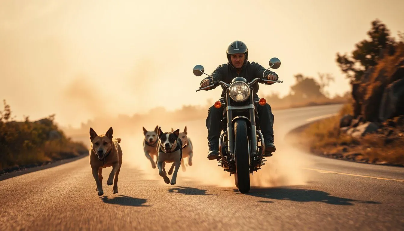 Pengertian dan Makna Dasar Mimpi Dikejar Anjing Saat Naik Motor (c) Ilustrasi AI