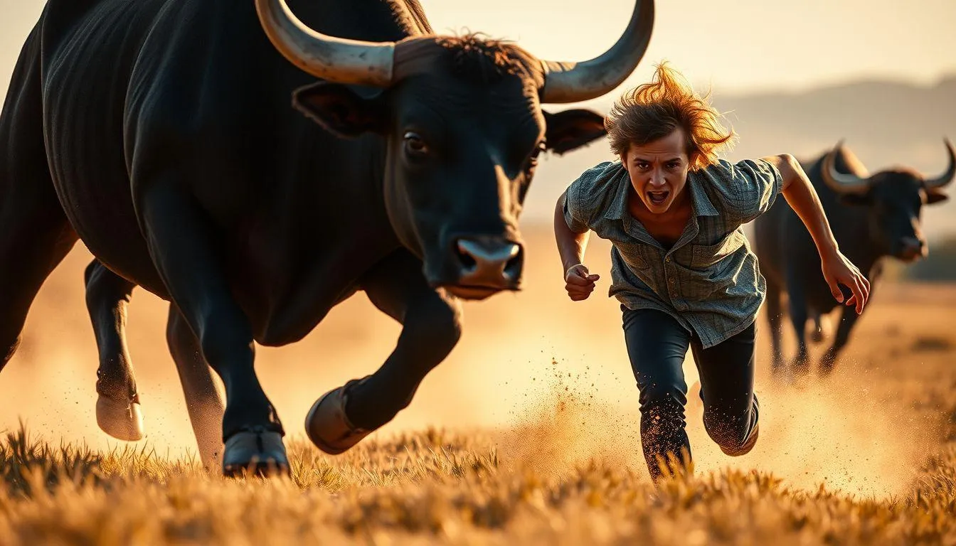 Pengertian dan Makna Dasar Mimpi Dikejar Banteng (c) Ilustrasi AI