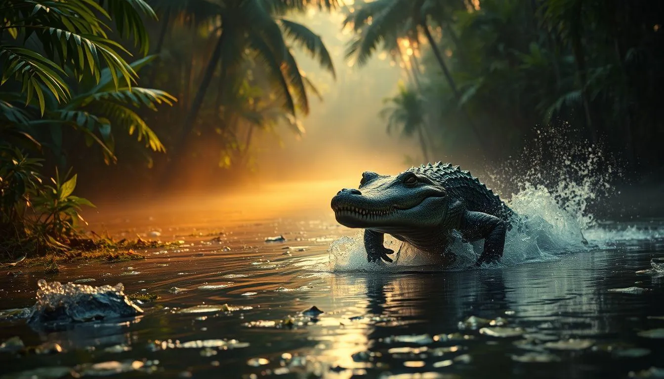 Pengertian dan Makna Dasar Mimpi Dikejar Buaya Hijau (c) Ilustrasi AI