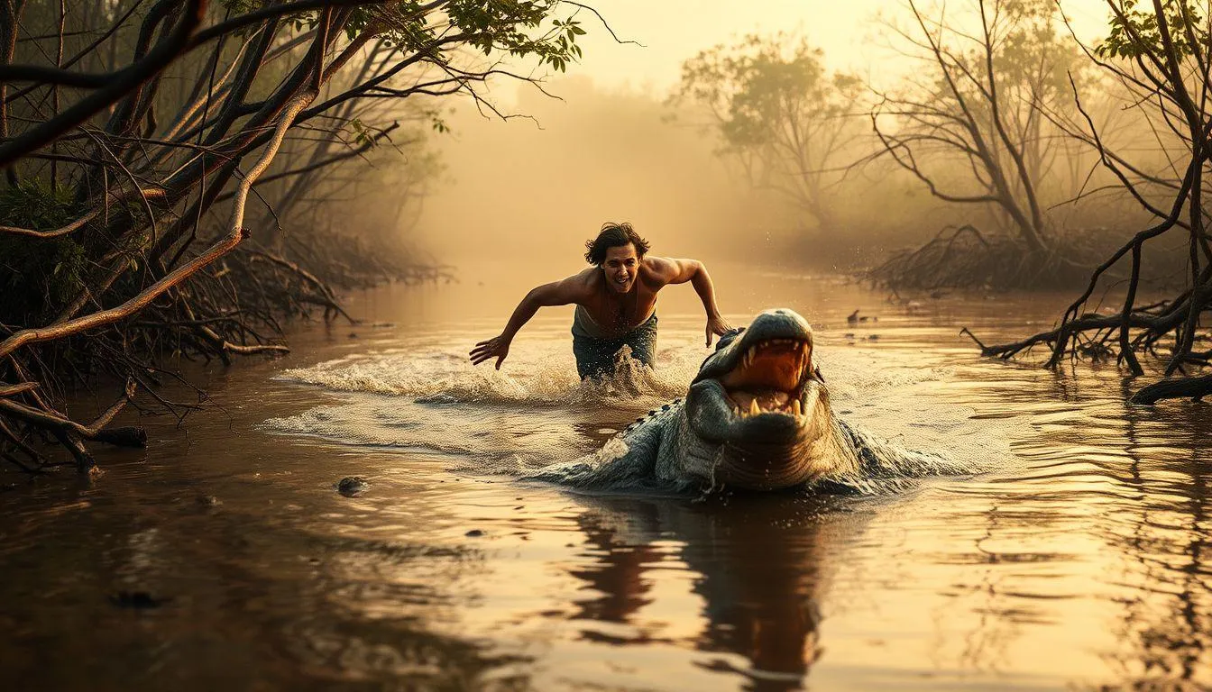 Pengertian dan Makna Umum Mimpi Dikejar Buaya Tapi Selamat (c) Ilustrasi AI