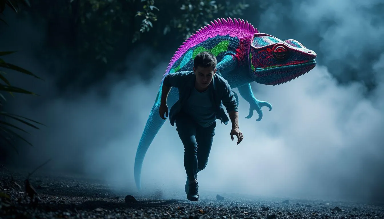 Pengertian dan Makna Dasar Mimpi Dikejar Bunglon (c) Ilustrasi AI