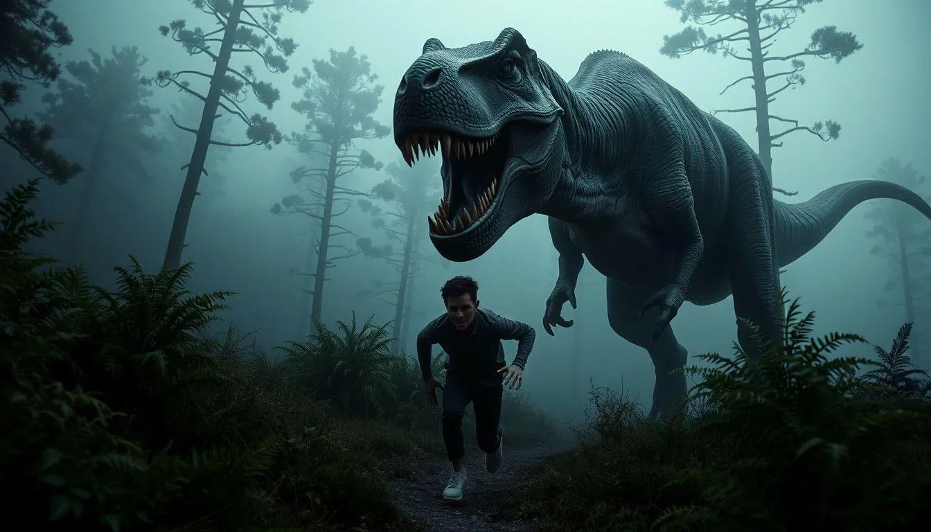 Interpretasi Psikologis Mimpi Dikejar Dinosaurus (c) Ilustrasi AI