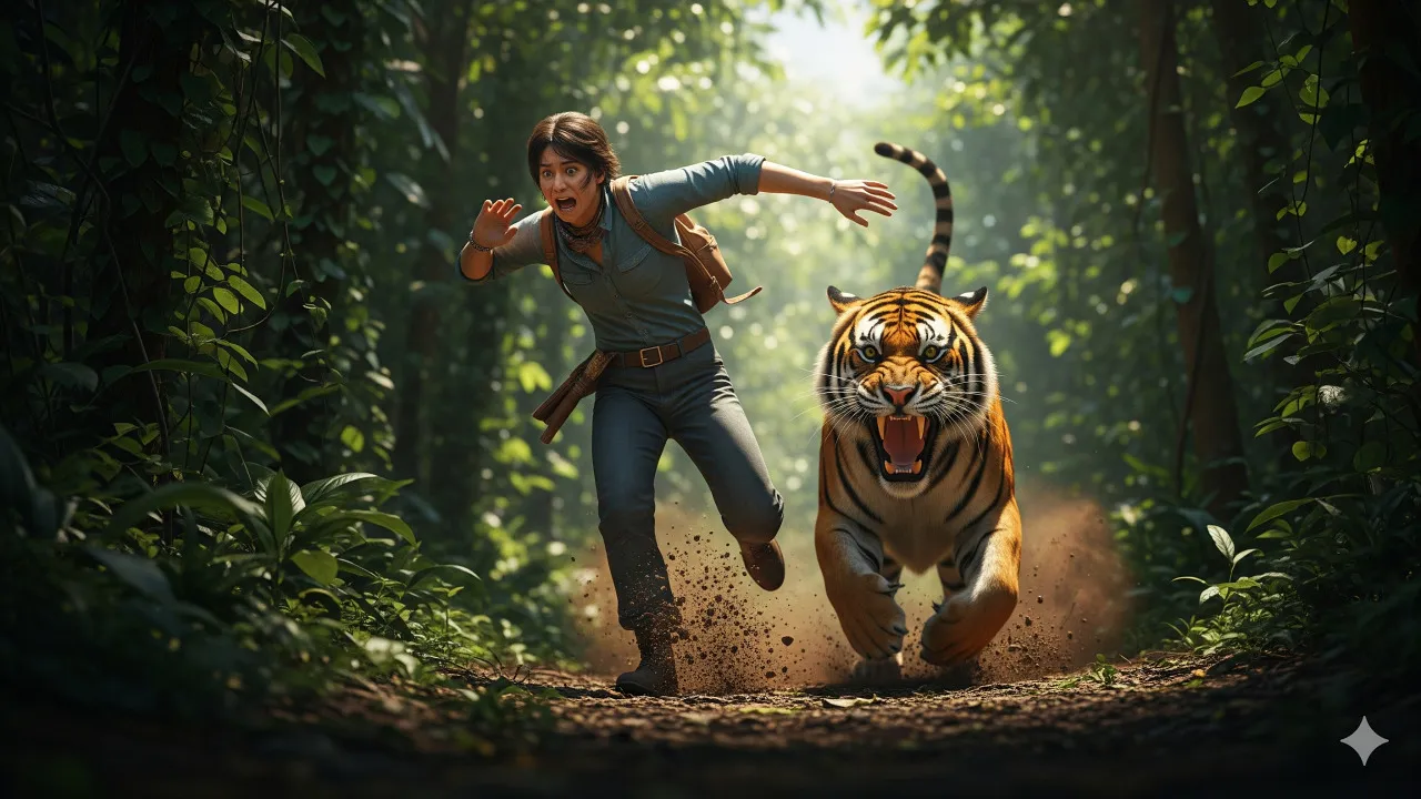 Makna Spiritual Mimpi Dikejar Harimau Tapi Selamat (c) Ilustrasi AI