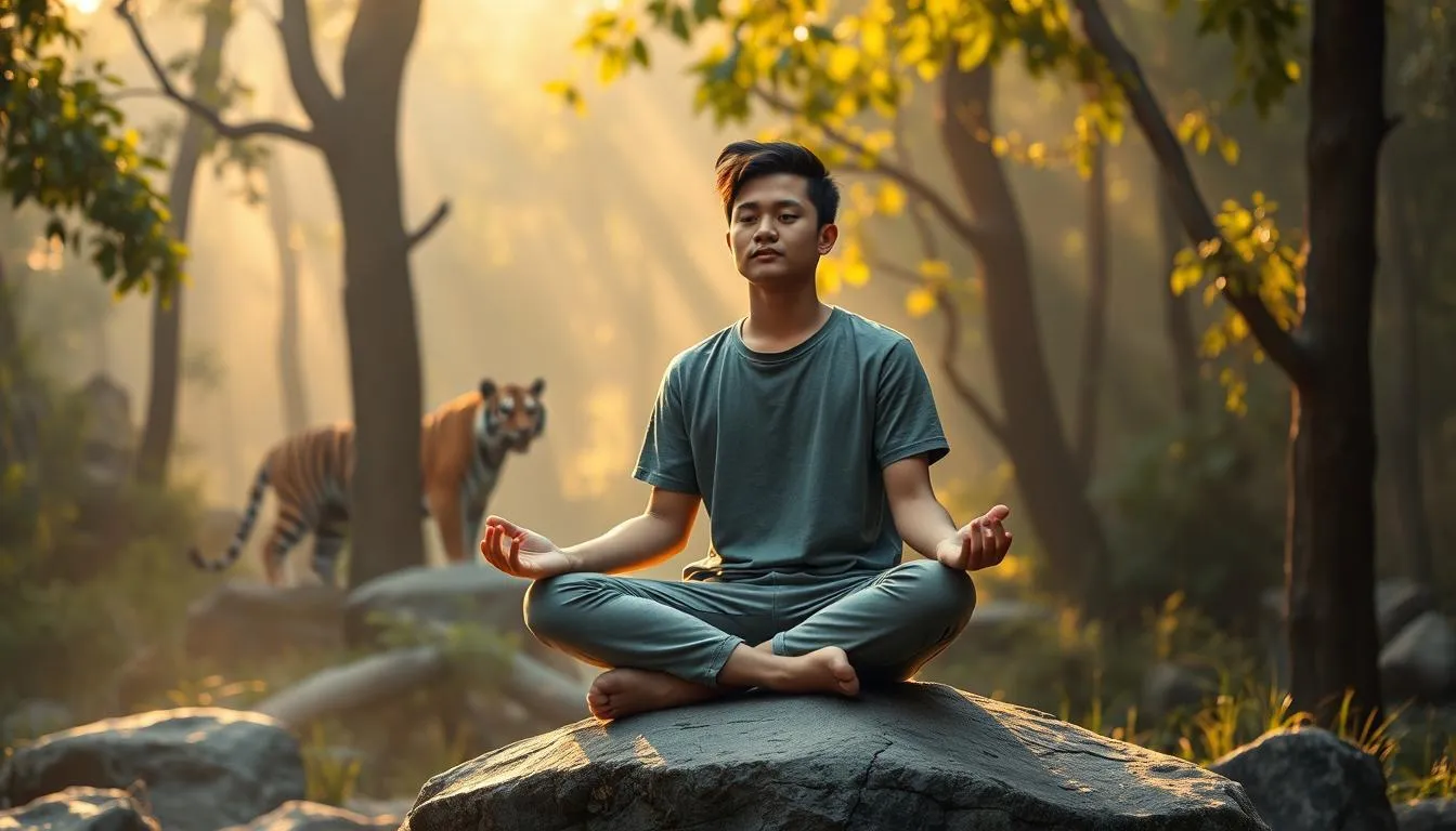 Cara Menyikapi Mimpi Dikejar Harimau Tapi Selamat (c) Ilustrasi AI