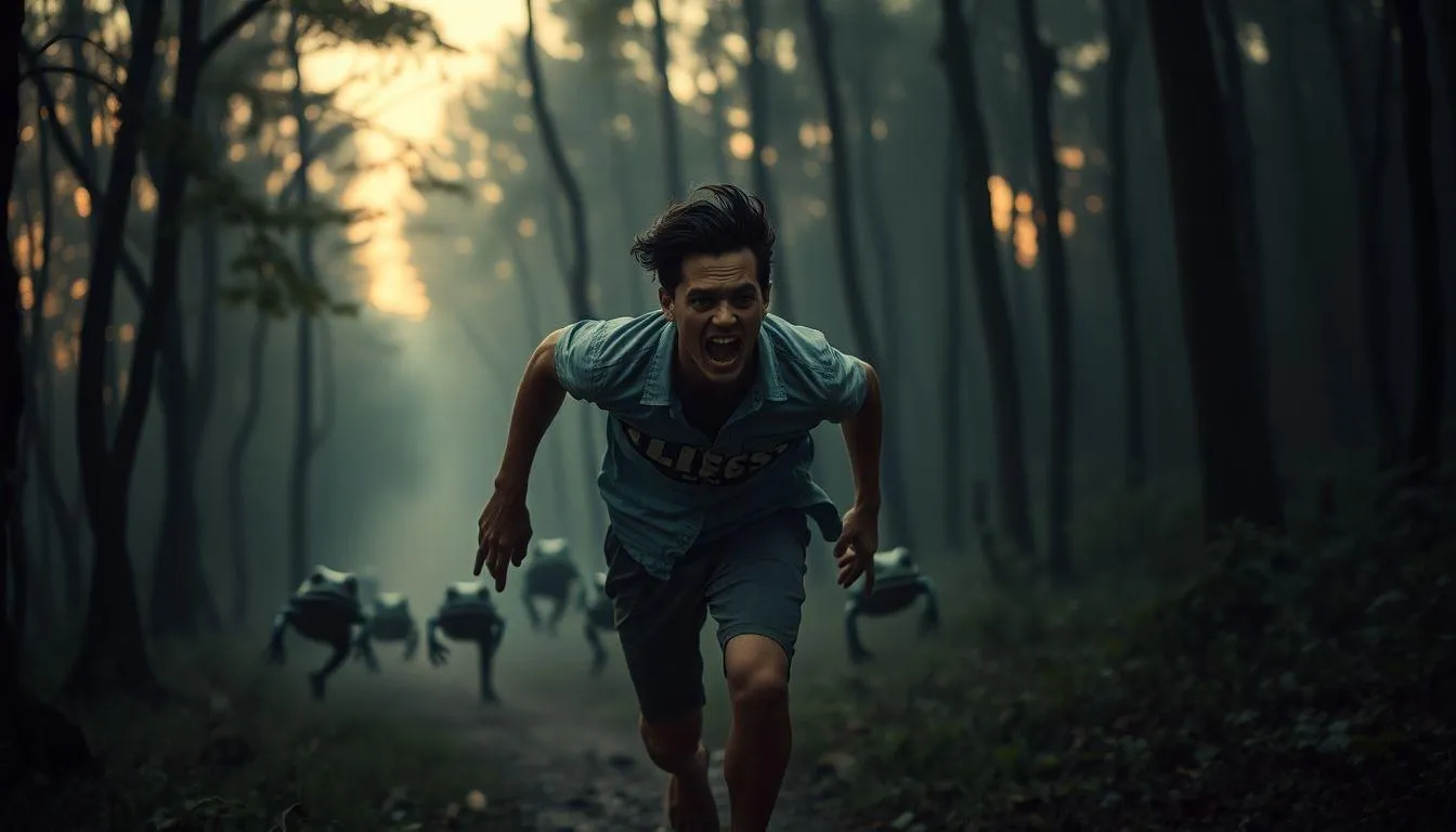 Pengertian dan Makna Umum Mimpi Dikejar Katak (c) Ilustrasi AI